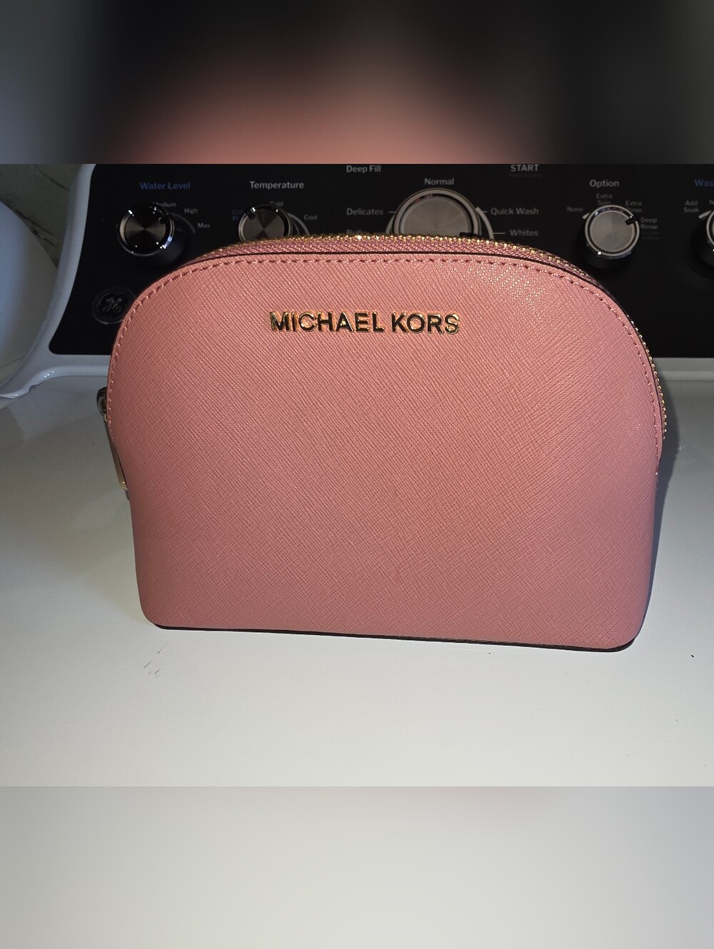 Michael Kors Rose Pink Saffiano Leather Cosmetic Pouch